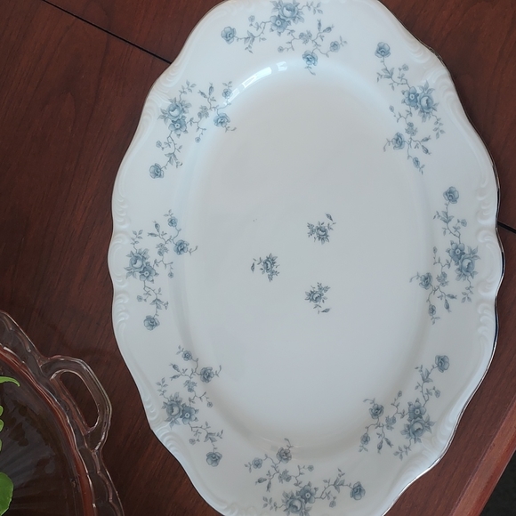 Jonathan Haviland Bavaria Germany Blue Garland 13" platter - Picture 10 of 12